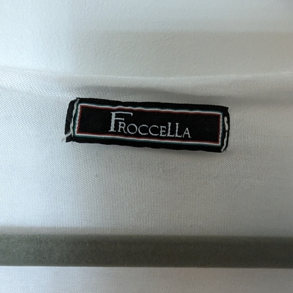 Frocella tunic blouse white with blue embroidery, lined - Picture 7 of 11